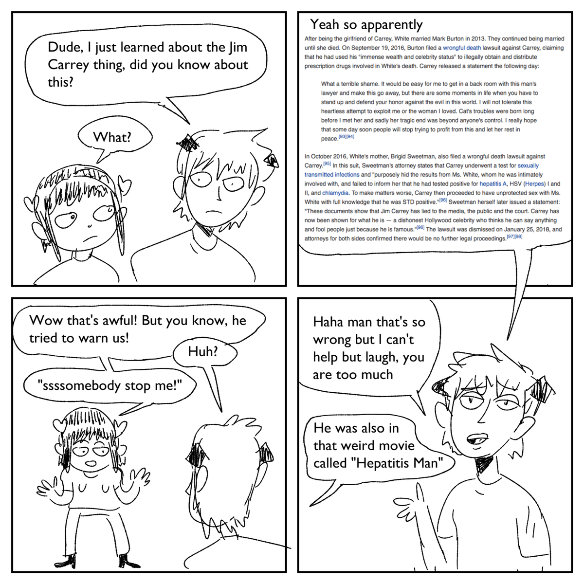 Two Friends Discuss Jim Carrey. comic i made before lunch 