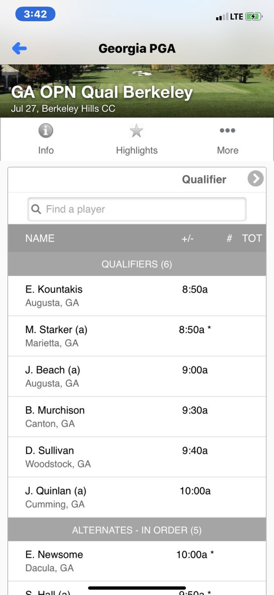 jaybeach01's tweet photo. So excited to get to play in the 2020 Georgia State Open. I qualified with a  69 at Berkeley Hills Country club @WoffordMGolf https://t.co/w6xmnflYRB