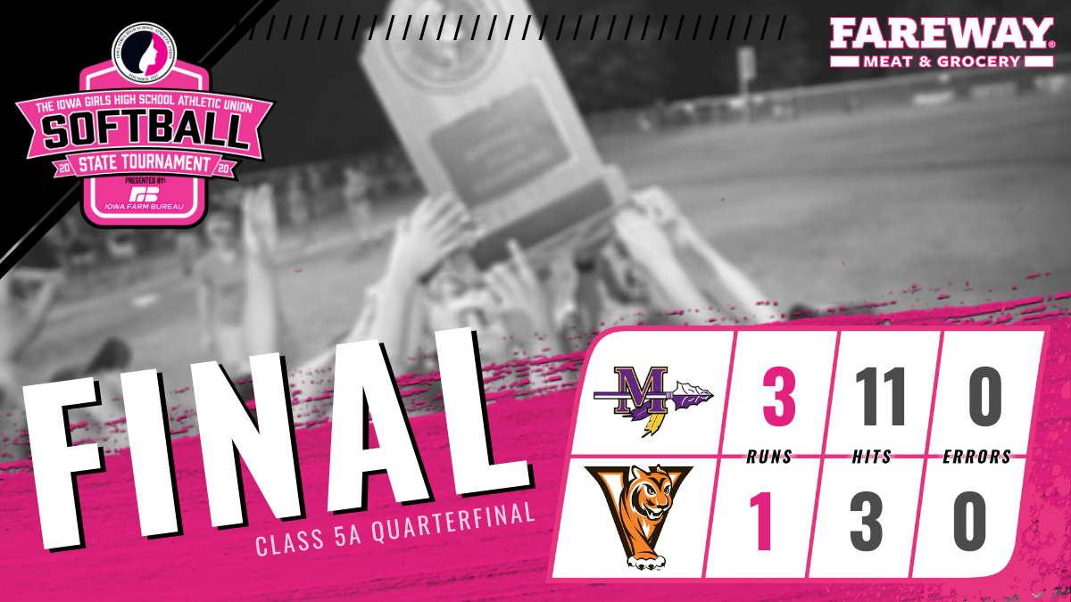 5A Quarterfinal

FINAL SCORE brought to you by <a href="/Fareway_Stores/">Fareway Stores</a>.

Muscatine - 3
West Des Moines Valley - 1

#IGHSAU #IowaGirl #IAHSSB