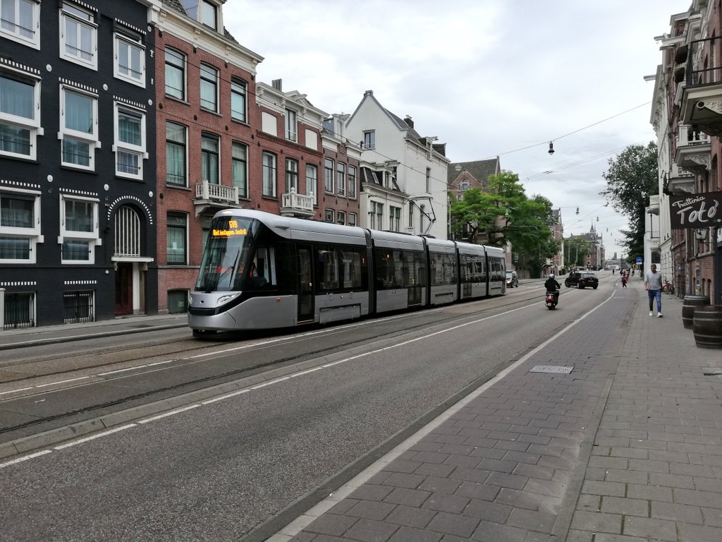 highfielder80's tweet photo. New @gvb tram on Eerste Constantijn Huygensstraat #amsterdam #tram #testrit https://t.co/SvKtk4pzYK