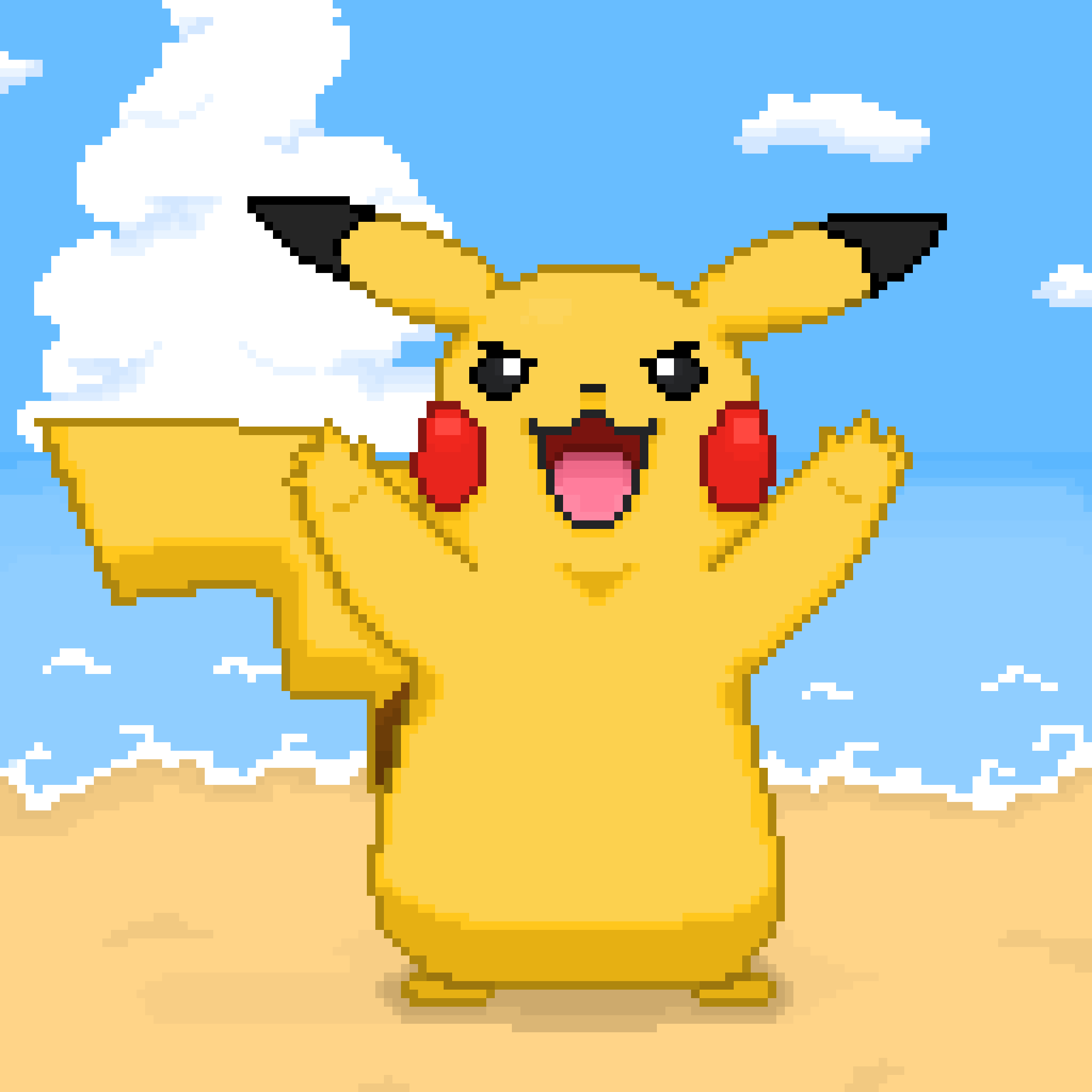 توییتر ぬの4乗 多忙 در توییتر アニポケのピカチュウ背景を海にしてみました Pixelart Pixels ピカチュウ ポケモン ドット絵 イラスト T Co 0zt5zzqesy