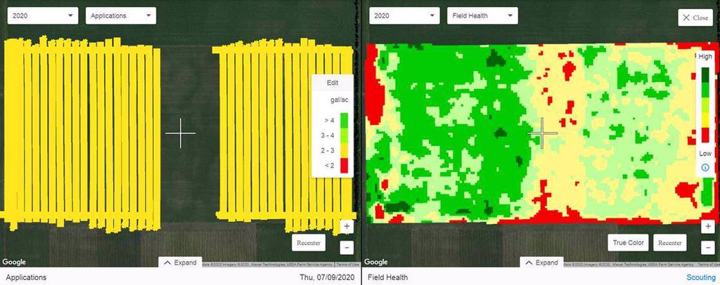 thefarmerette's tweet photo. #VeltYma as applied map is matching the #ndvi #basftweets #theY curious what my aker thermals will look like over the hot past weekend? #fungicide #makeMOREgrain https://t.co/ySOMcw4RCe