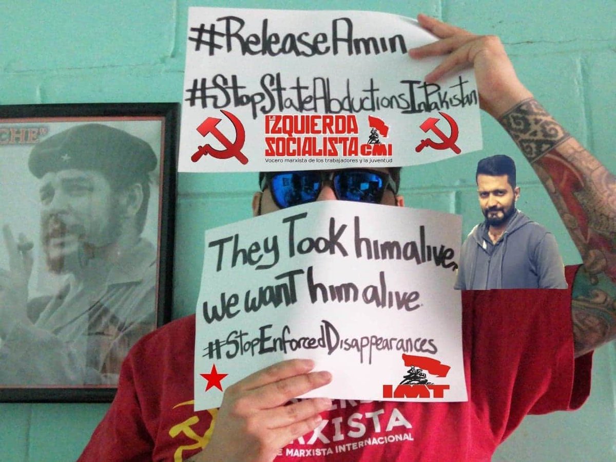 SalinasNoem's tweet photo. El grupo paramilitar los Rangers del Estado pakistaní han secuestrado a nuestro camarada Amin, quien es un activista del PYA (Progressive Youth Alliance)  
#ReleaseAmin
#StopEnforcedDisappearances https://t.co/MwV21FrOXw