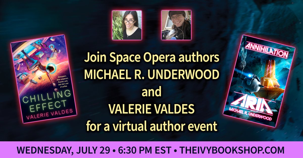 ParvusPress's tweet photo. Wednesday night, @TheIvyBookshop will host a space opera double header with @mikerunderwood and @valerievaldes- https://t.co/SMx2XtR5l7 https://t.co/F7I44FCD0t