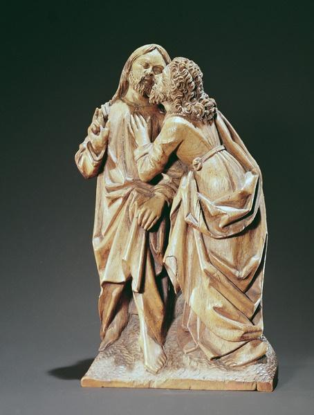 this nice little kiss of judas carving from the 16th century: fellas is it gay. yeah. 10/10 the hand placement says it all