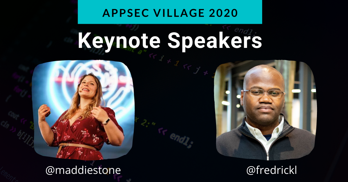 AppSec_Village's tweet photo. ICYMI @maddiestone of @Google and @fredrickl of @GustoHQ will be the #keynote speakers at this year's #AppSec Village at #DEFCONSafeMode. So thrilled to have them as part of a terrific lineup of talks and workshops. https://t.co/CBrsPaEFxe