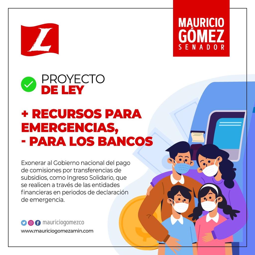 SecreSenado's tweet photo. Senador @MauricioGomezCO, radicó dos PL: 1) Exoneración de costos bancarios a subsidios del Estado y 2) Declaratoria de fuerza mayor para que personas puedan renegociar sus obligaciones civiles y comerciales en tiempos de crisis #COVID_19 @SenadoGovCo @NoticieroSenado #NotiSecSen https://t.co/gym1KuOR9J