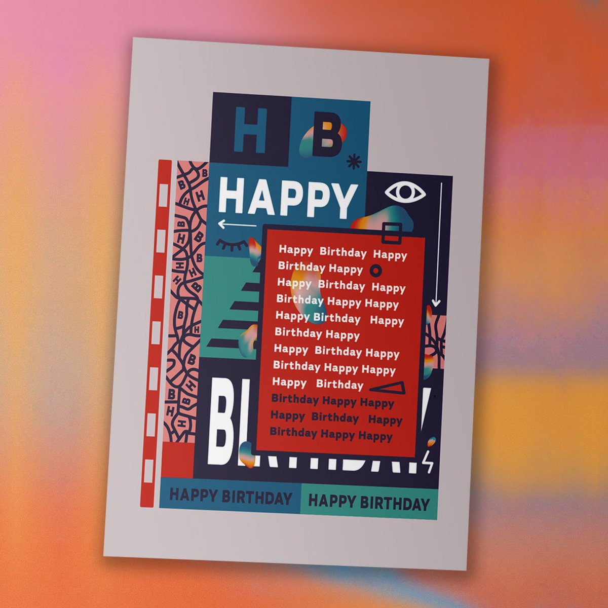 roarspectrum's tweet photo. Abstract their Birthday celebrations with this typographic colourful card. Visit https://t.co/uuW6qrFaK5 and for 10% off all birthday cards enter code 10BDAYROAR 😺🌈 https://t.co/J6htPaVT1V