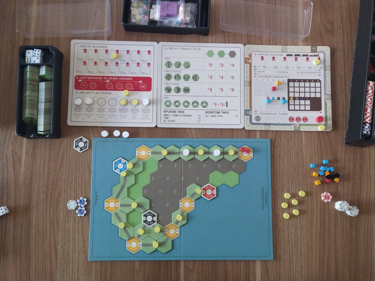 Scored 51 in Age of Steam: Barbados solo variant yesterday. Not bad at all for the first try. I guess the initial draw was on my side. #boardgames #ageofsteam