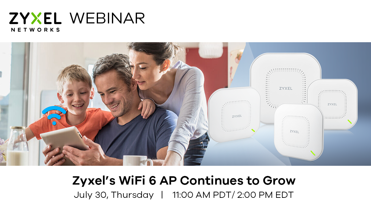 ZyxelNews's tweet image. Join us on July 30, Thursday , 11:00 am PDT to learn more about the four newest members of our #WiFi6 family.  We will also discuss why WiFi 6 is a game changer for the #wirelessindustry.  ow.ly/Byjt50AJvI2