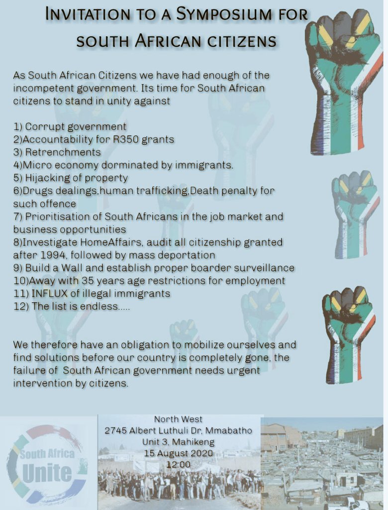 pilzet's tweet photo. As I go to sleep let me drop these here #15August2020 #PutSouthAfricansFirst #PutSouthAfricansFirst2020 #InfluxOfImmigrantsMustStop #SouthAfricansAreNotLazy #SAGovernmentIsUseless #SouthAfricansAreStarving #ANCHatesSouthAfricans #FightBackForSouthAfrica #ANCMustFall #WECANTBREATH https://t.co/oXTtTyNfht