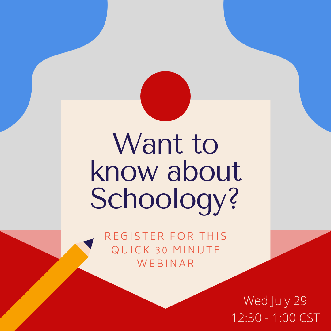 Want to know more about Schoology? Check out this free learning opportunity. Wed July 29 12:30-1:00 CST linktr.ee/amstitroy