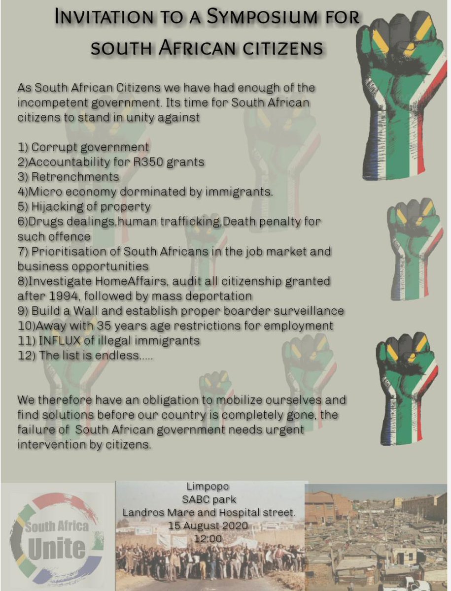 pilzet's tweet photo. As I go to sleep let me drop these here #15August2020 #PutSouthAfricansFirst #PutSouthAfricansFirst2020 #InfluxOfImmigrantsMustStop #SouthAfricansAreNotLazy #SAGovernmentIsUseless #SouthAfricansAreStarving #ANCHatesSouthAfricans #FightBackForSouthAfrica #ANCMustFall #WECANTBREATH https://t.co/oXTtTyNfht