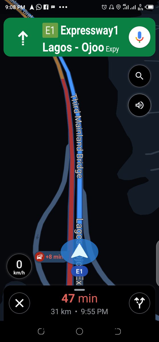 Olafusifemi's tweet image. Google Map is confused about the 3ML bridge diversion, driving from the Island to the mainland in serious traffic, the map shows blue driving through the diversions on the bridge. @Gidi_Traffic #GoogleMap #3MLB