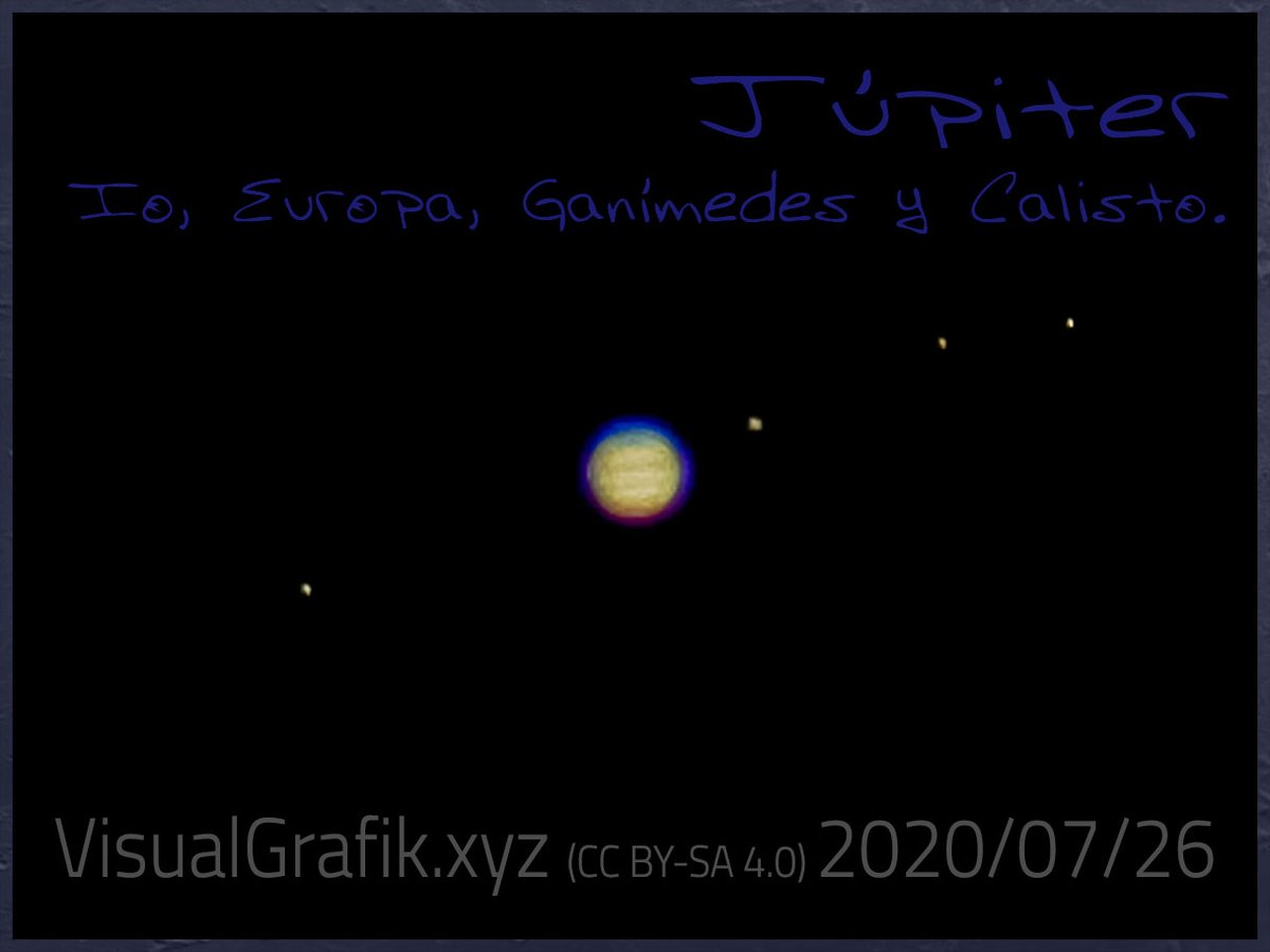 redvamas's tweet photo. La Luna, Saturno y Jupiter con Io, Europa, Ganimedes y Calisto 2020/07/26
#VisualGrafik (CC BY-SA 4.0)
Flickr: https://t.co/v7ehBpR747
#LaLuna #Luna #Saturno #Jupiter #Lunas #Io #Europa #Ganimedes #Calisto #Telescopio #Celestron #Powerseeker #70AZ #Canon #EOS1000D #EOS #1000D https://t.co/swbO78ZSlF
