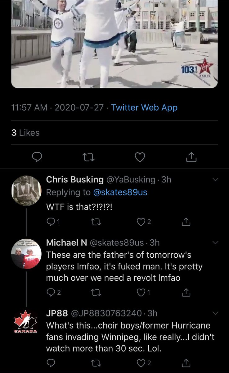 Hockey fans can’t get their head around a different culture: A thread.  https://twitter.com/jetscentric/status/1287587484034109440