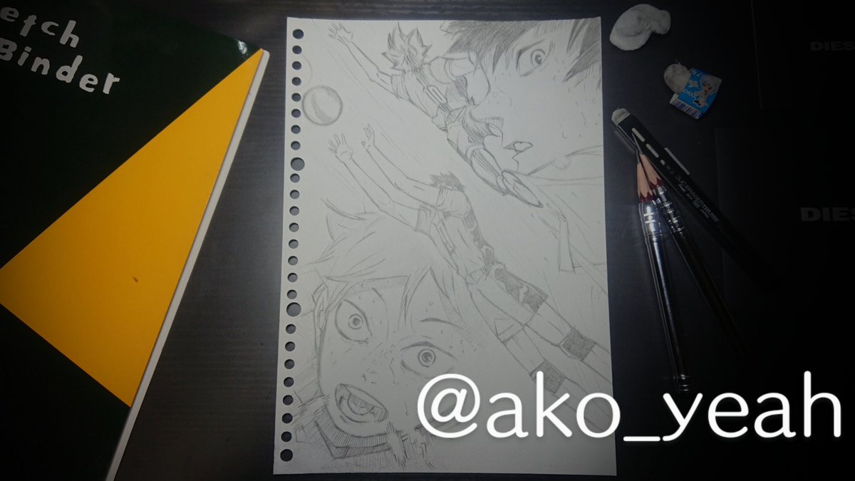 ako_yeah's tweet photo. 最近の…いや、銀魂絵は１年以上そのまま放置してるヤツだな…鬼滅の刃やハイキュー!!や佐藤健さん。で、昨日はねんどでワンピースのサンジくん。ウン十年振りのねんどは思ってた以上に楽しかった〜〜 https://t.co/0jg3VF8Ns7