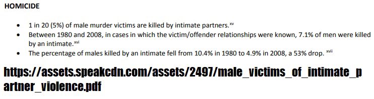 5% of male homicides is the cause of IPV for both BM and WM 56.8% of female homicides is the cause of IPV for WW and 51.3% for BW.Looking at American homicide victim rate we can do some math...