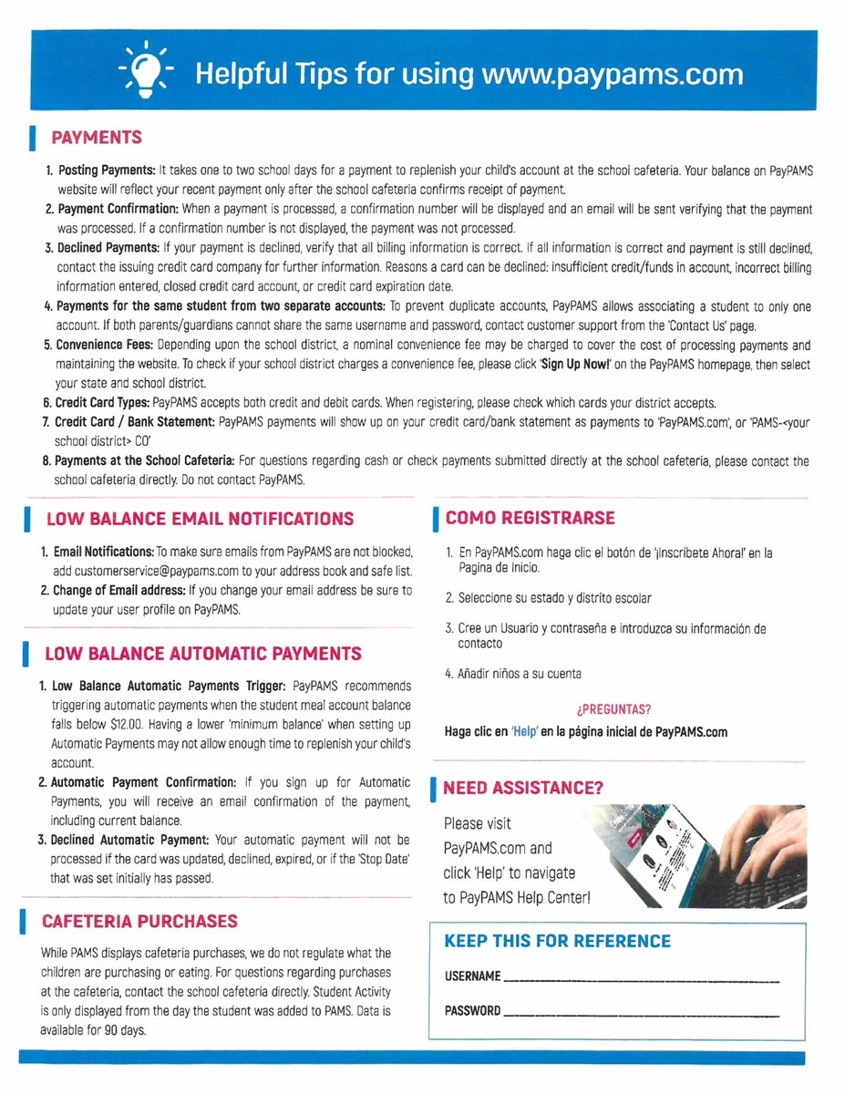 Pre-pay School Meals information