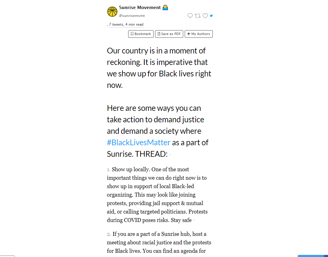 Sunrise Movement that enlists middle and high school children right in their schools, admits to being proud radicals. At least they provide Jail support for their kiddies! Oh such love! And surprise mom and dad, I thought this was a climate org? https://threadreaderapp.com/thread/1266105220188291074.html