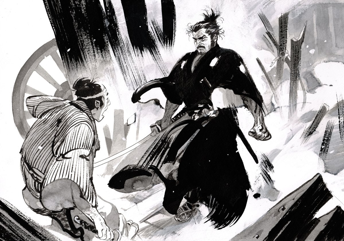 matiasbergara's tweet photo. Toshiro Mifune as YOJIMBO! Ink and white paint. 
#commission #ink https://t.co/SHGhkwHKZG