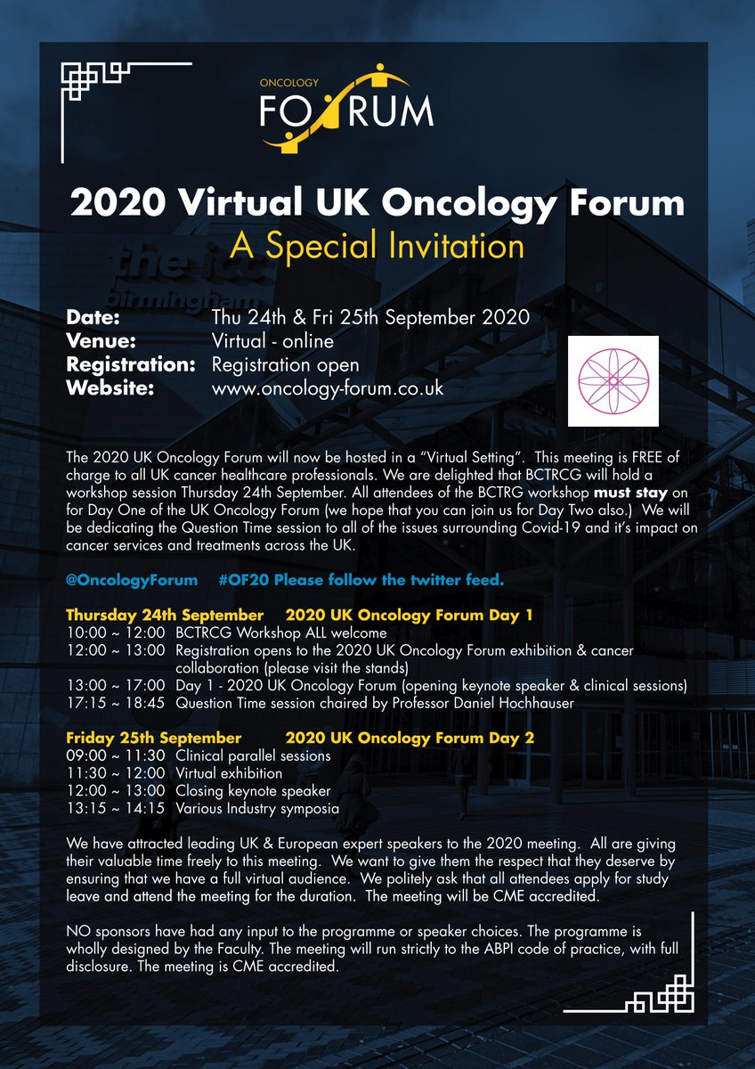 bctrcg's tweet photo. Join us at the #OF2020 @OncologyForum on 24 Sept 2020 for a virtual session to learn more about @bctrcg and the work we are currently doing to support trainees in breast cancer research https://t.co/oI2taEnJIA