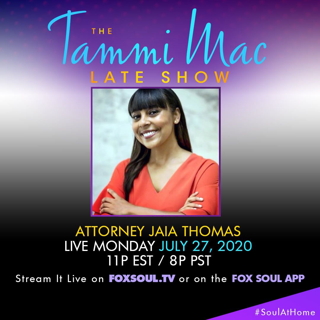 foxsoultv's tweet photo. Tonight, It’s a battle of #WhoDidItFirst! @LadyA_BluesDiva talks about her legal battle with her stage name. @LeronRogers &amp; @JaiaThomas stop in for some #LegalAdvice tonight on #TheTammiMacLateShow at 11p ET/ 8p PT only on https://t.co/8uaDt9U2Rk! https://t.co/NnyFRVZEIM