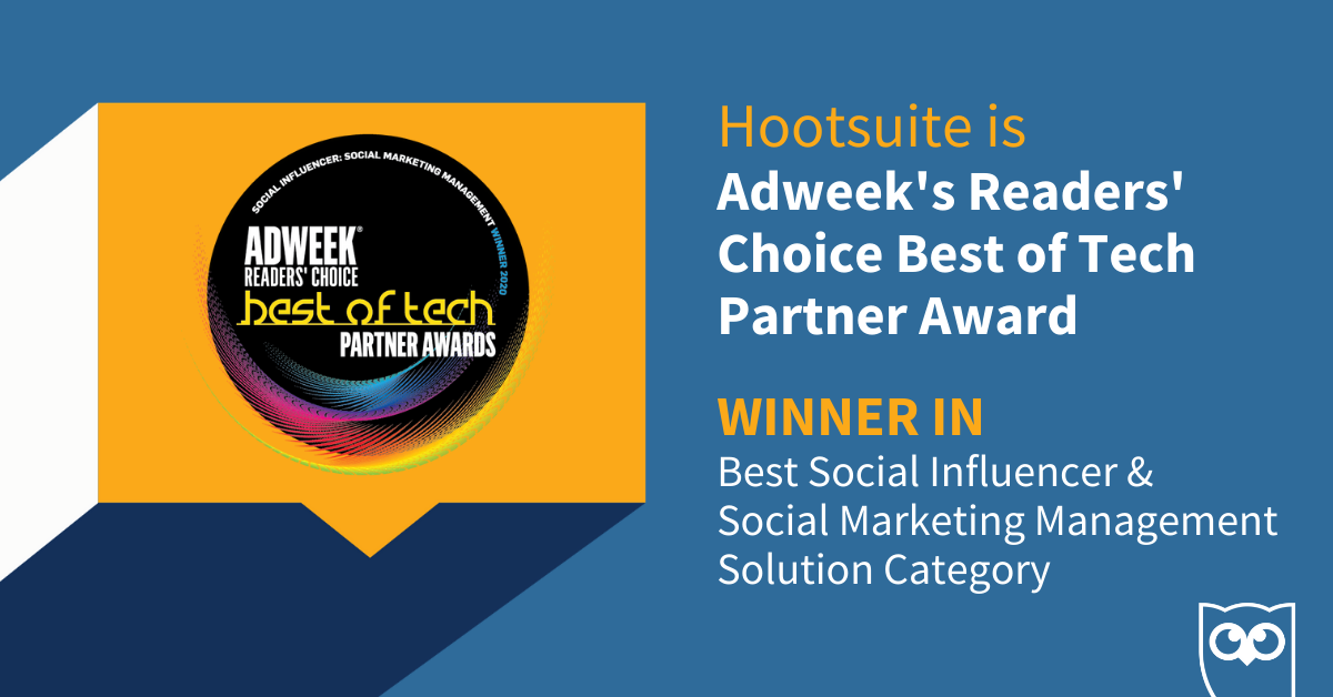 hootsuite's tweet image. Shout out to the amazing AdWeek readers for voting us as the Best Social Influencer and Social Marketing Management Solution in @Adweek’s #BestofTech ❤️ We are honored &amp;amp; grateful to be receiving this award for the 2nd year in a row 🙏 ow.ly/OQED50AJxiu