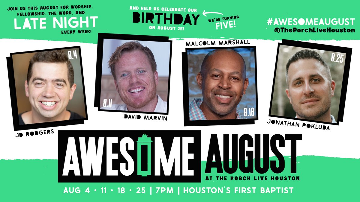 MetroHTX's tweet photo. It's that time of year again! We're celebrating 5 years of #PorchHouston with a series of (LIVE!) guest speakers and post-Porch social events through the month of August!
https://t.co/geoZVzCTEL
#ThePorchLiveHouston #AwesomeAugust #ItsATuesdayThing #Singles #ChangeHouston https://t.co/uxEadwt4N5