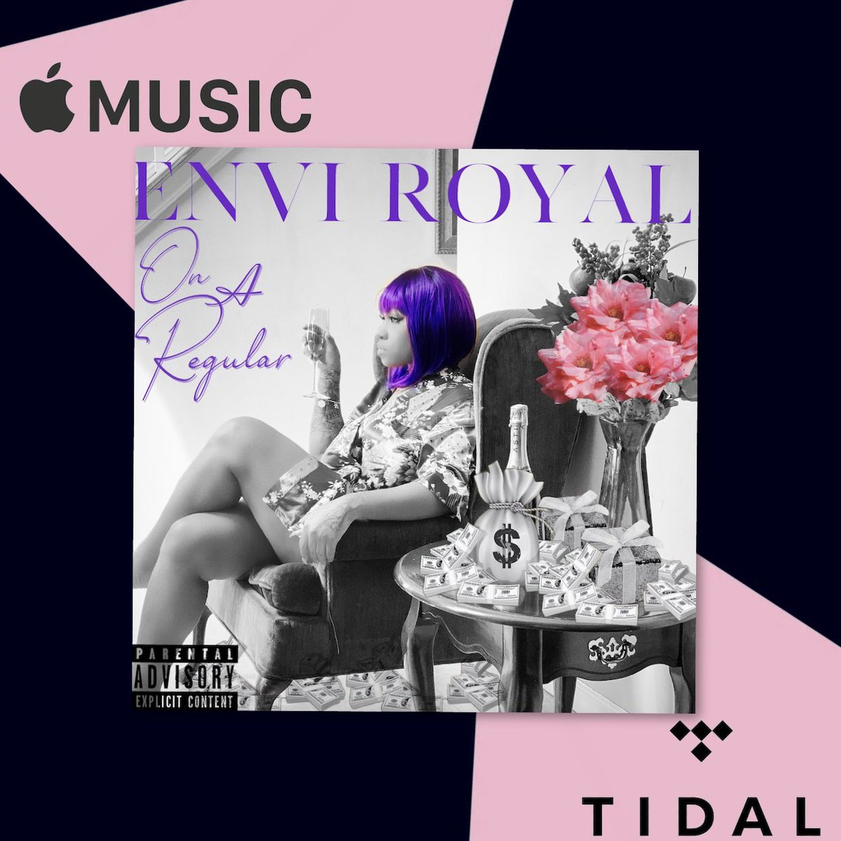 enviroyal's tweet photo. 🖤🌸🖤GO STREAM MY NEW SINGLE “ON A REGULAR” ON @AppleMusic &amp;&amp; @TIDAL NOW!!🖤🌸🖤 #enviroyal #newmusic #onaregular #rme #life https://t.co/d99YJWRjrp