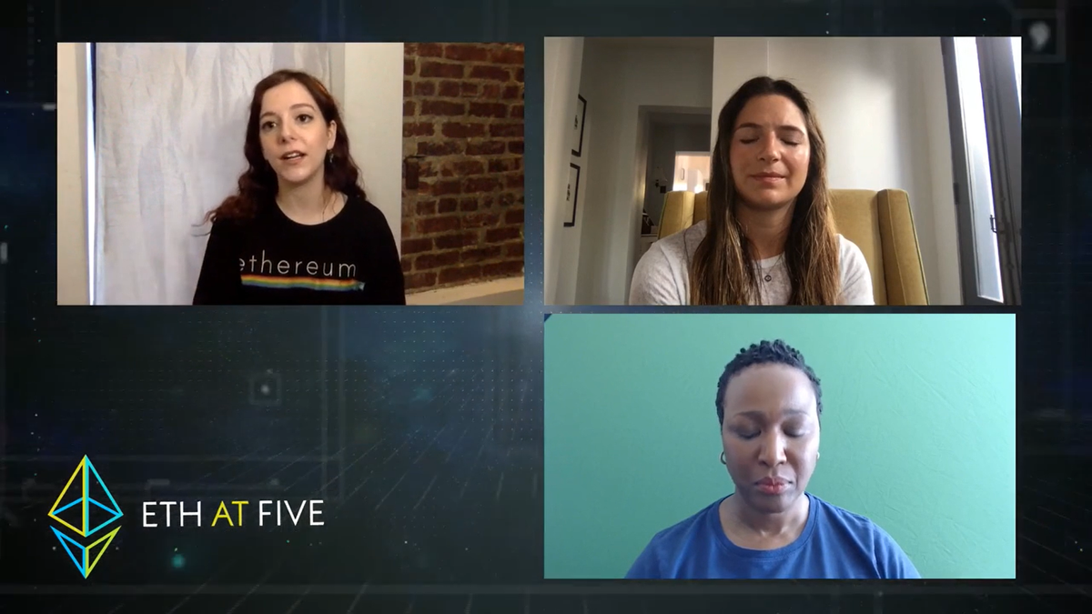 CoinDesk's tweet photo. LIVE: @La__Cuen @AmandaCassatt @IPProfEvans chat about how @Ethereum’s flower-child social culture made the network what it is today.

Watch #eth5 on https://t.co/FUWkXeIa6w https://t.co/xj4gJSzzmN
