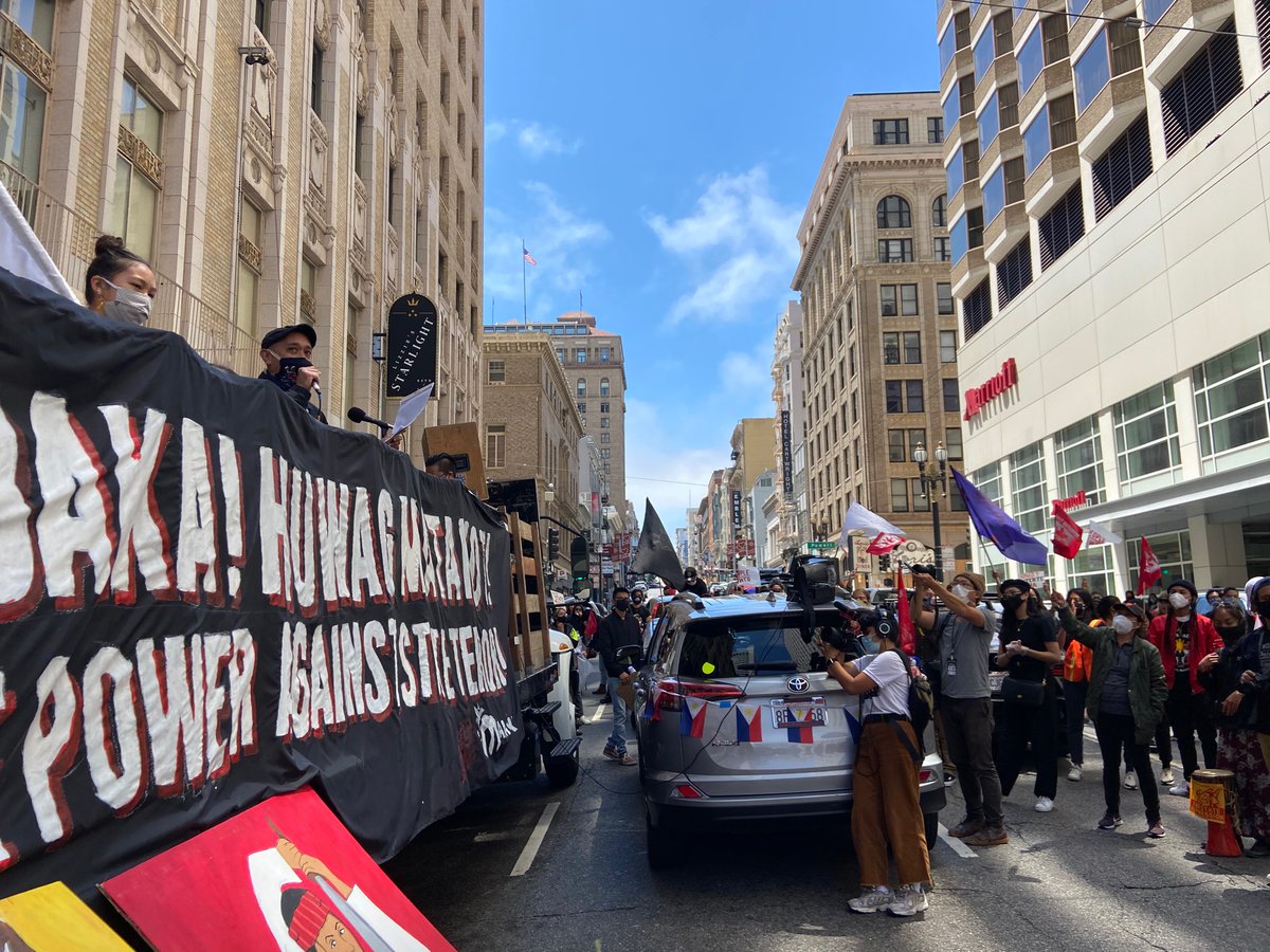 A representative from the Seafarers Solidarity Coalition) SE Asian groups and the ILWU speaking about how the workers were stuck on the cruise ships in the Bay, 600 of them Filipinos, and in general about the rights of seafarers worldwide