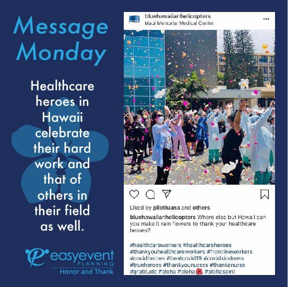 Maui Memorial Medical Center is celebrating their healthcare heroes with flowers. You can celebrate yours by leaving them a message at HonorAndThank.com!
#coronavirus #healthcareworkers #HealthCareHeroes 
#honorandthank #MauiMemorialMedicalCenter #Hawaii #COVID #pandemic