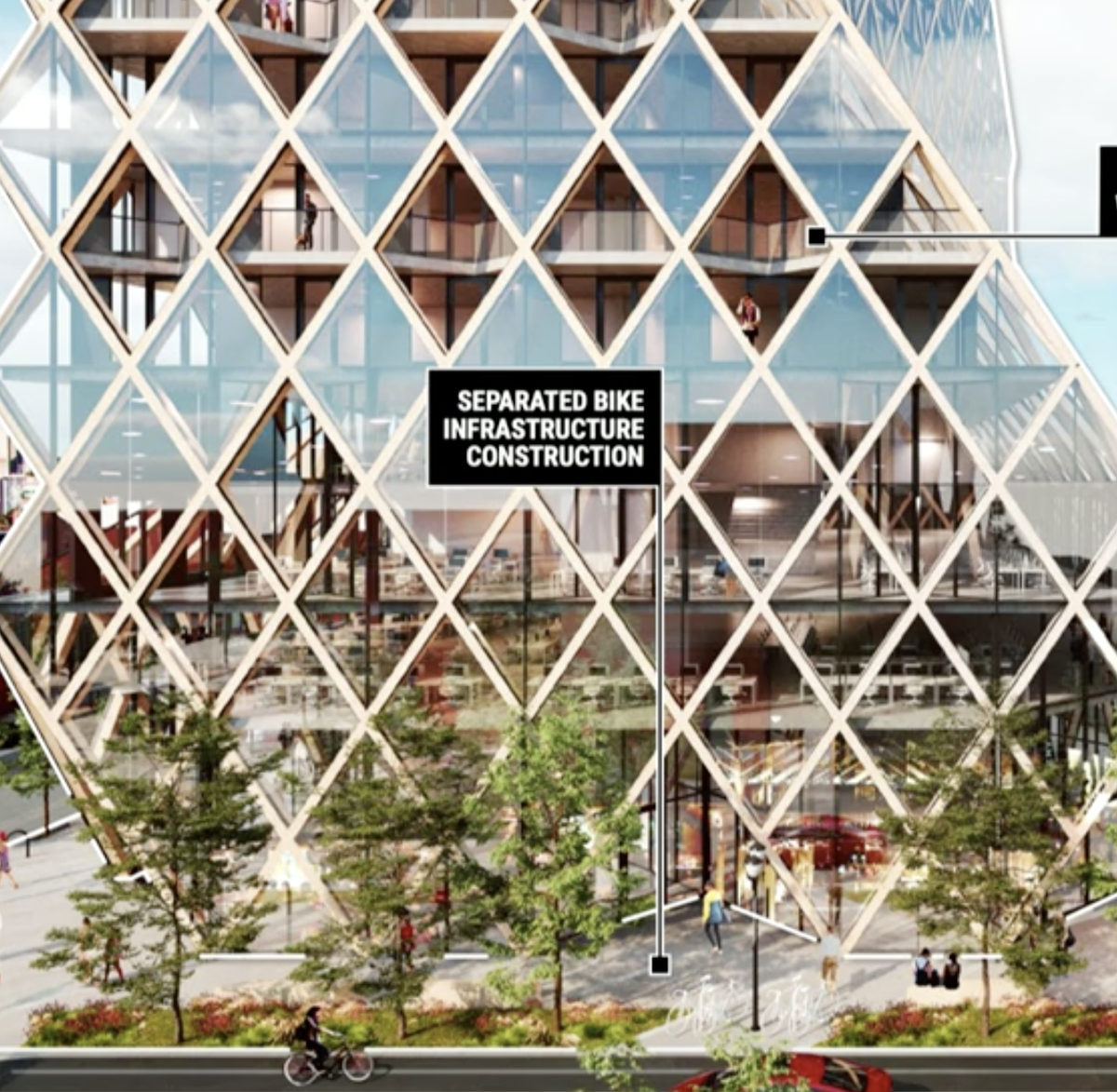 Nenshi asks whether the building will actually look the way it's being proposed — he doesn't understand how the balconies will work if there are criss-crossing beams like this: