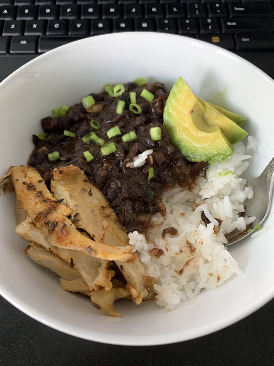 Black Beans & Rice with some Chicken and Avocado to boot sHE COOKED