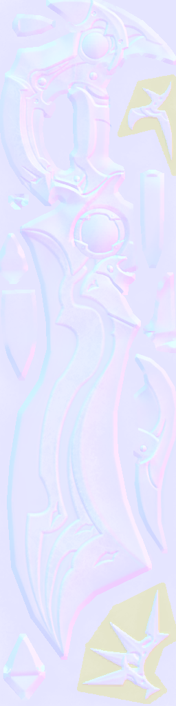 This sword belongs to Thancred from FFXIV. Some games will have more high-poly models than this, but most of them rely on textures and various image files to make them look... well, not like that.