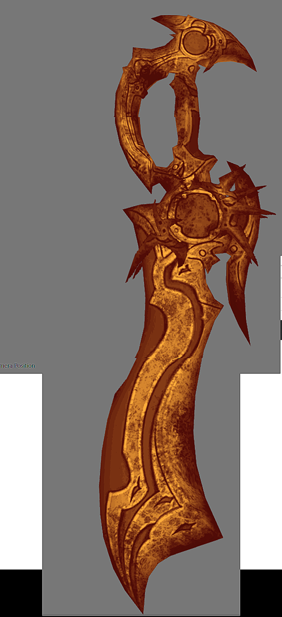 This sword belongs to Thancred from FFXIV. Some games will have more high-poly models than this, but most of them rely on textures and various image files to make them look... well, not like that.