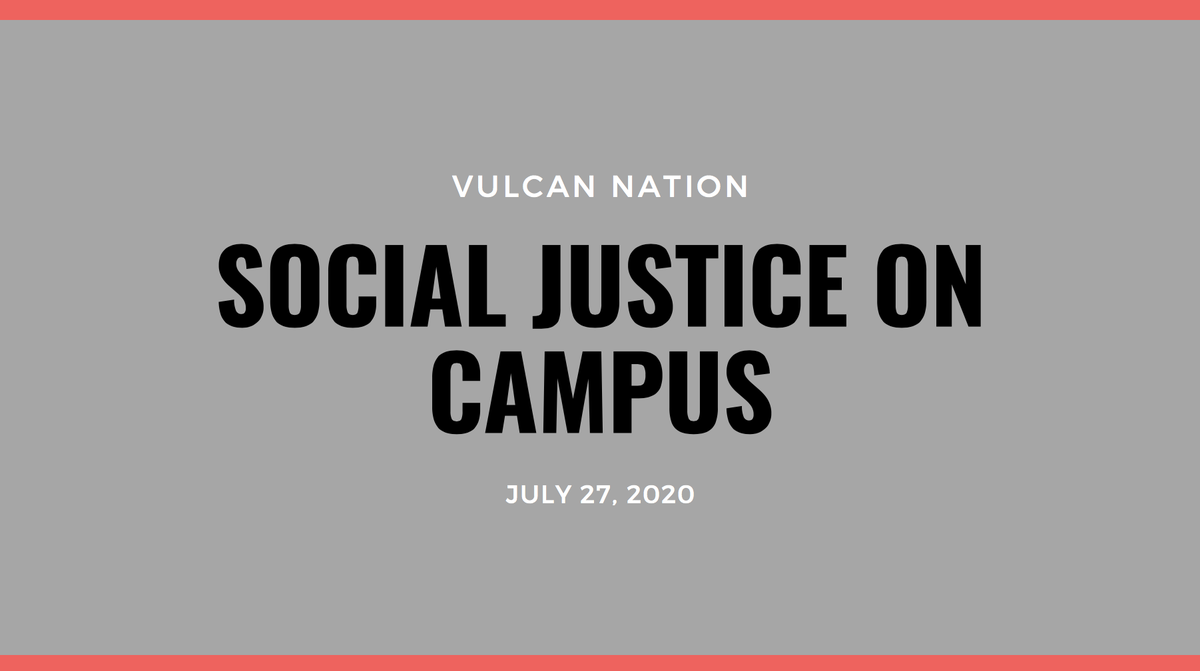 Vulcan_SAAC's tweet photo. Thank you to everyone who was able to join our first Student-Athlete (virtual) Town Hall today to discuss social justice on campus and within our athletic department!! A small first step in the right direction🔥 #VulcanNation #UnitedAsOne #BetterTogether https://t.co/Y9Lf3LZHBH