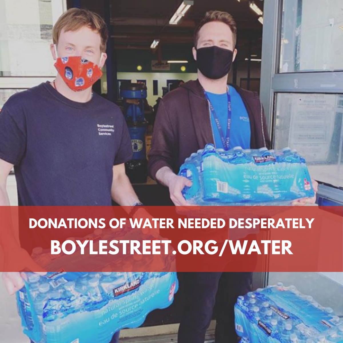 BoyleStreet's tweet photo. ❗DONATIONS NEEDED❗Please retweet! 
#COVID19 forced us to shut down the public water fountain at our Community Centre. With temps. rising in #YEG, we are in desperate need of water for our clients! Donate water in-kind or to our water fund online: https://t.co/7sQygu6Yny https://t.co/MrBe0qQLsZ