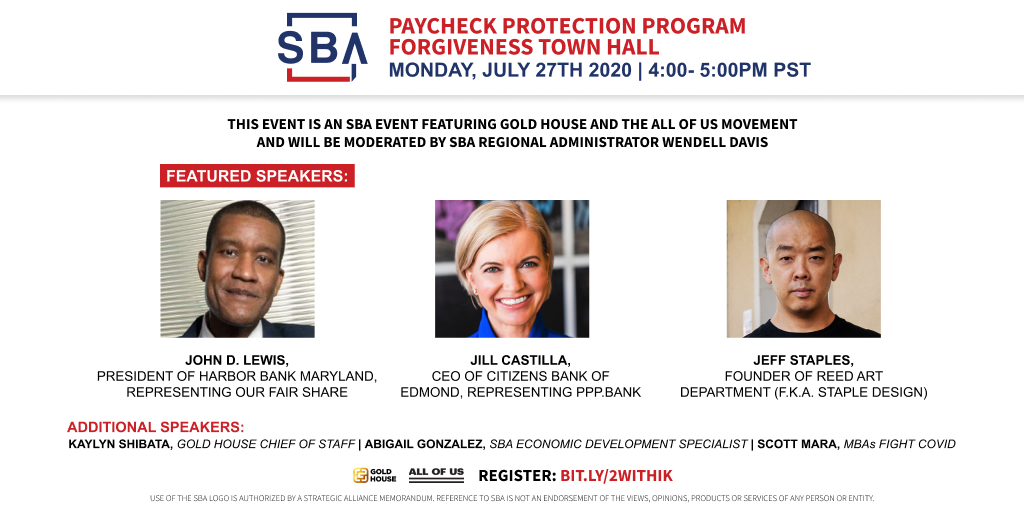 TODAY AT 7PM - Learn about Paycheck Protection Program Forgiveness on this Virtual Town Hall.  Watch live here:  youtu.be/b_MDY-PAoG0