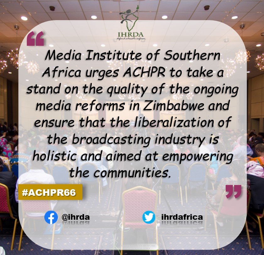 IHRDAfrica's tweet photo. #ACHPR66 #HumanRights @misazimbabwe @TabaniMoyo https://t.co/NegAFVpY72