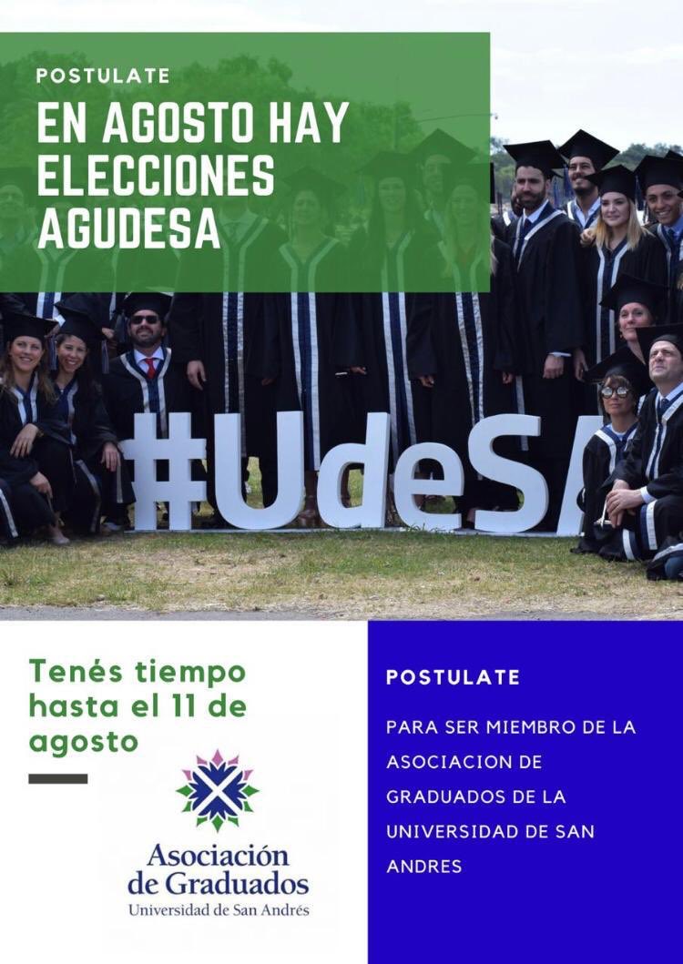 agudesa's tweet photo. ¡Postulate para ser parte de AgudeSA! AgudeSA representa a los graduados de la Universidad de San Andrés a través de la generación de una comunidad de graduados con intercambio y actividades comunes, contribuyendo al desarrollo profesional,... [1/2] https://t.co/DOlDvG0902