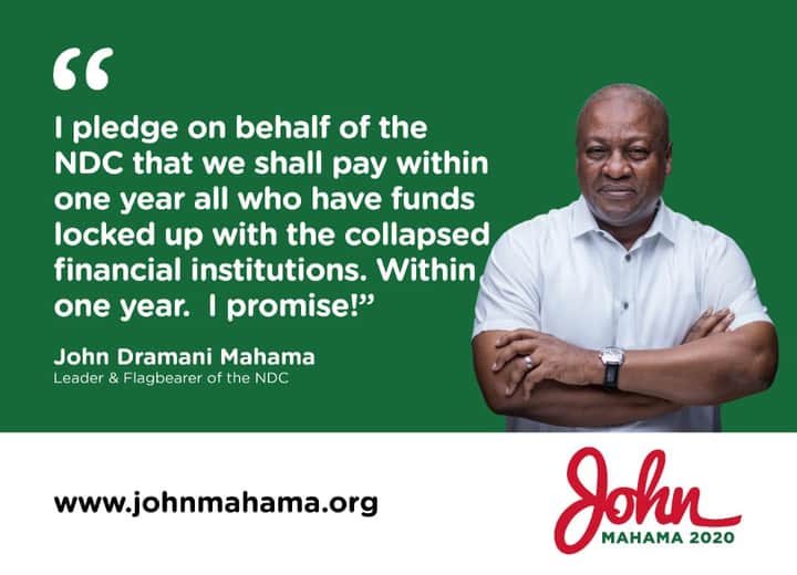 3fm927's tweet photo. “I pledge on behalf of the NDC that we shall pay within one year all who have funds locked up in the collapsed financial institutions. It is a promise!” - @JDMahama 

#3NewsGH https://t.co/tT6uNLq9Hn