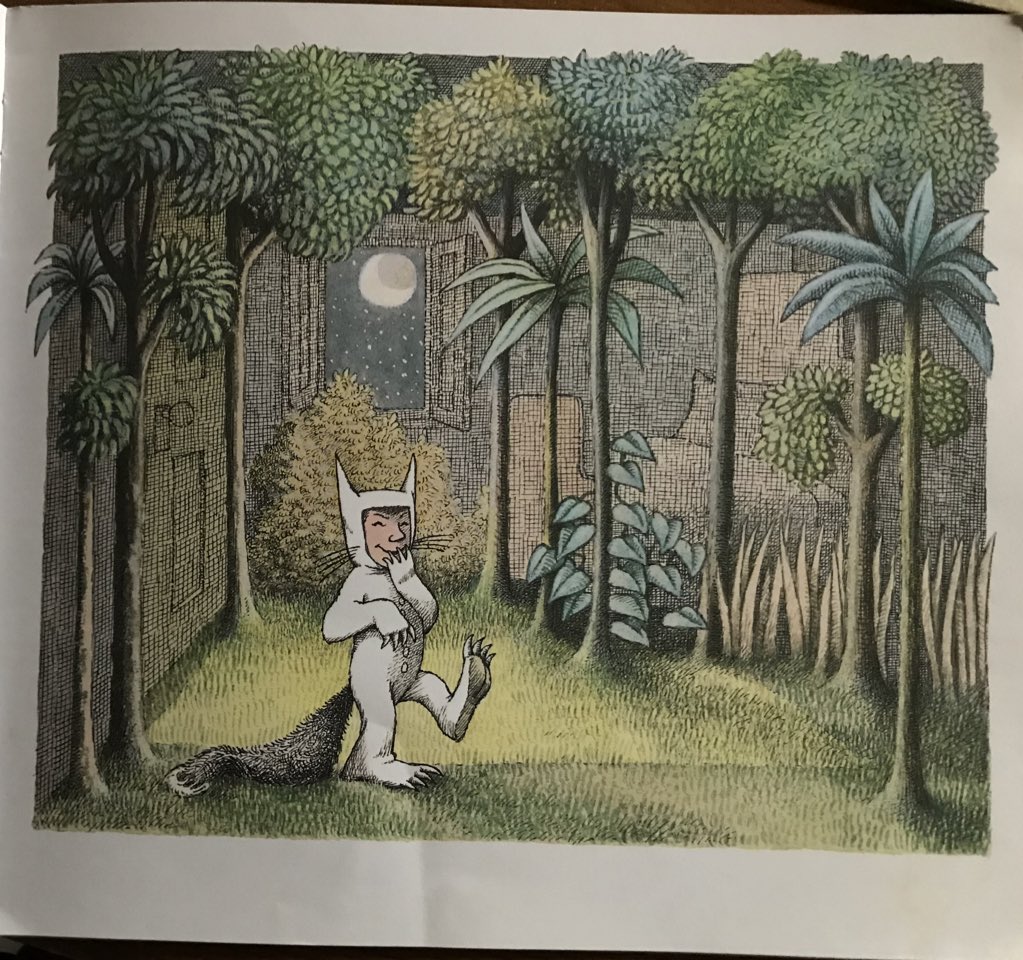 Once the initial parts of the world sendak adds more trees to maxes world. His sense of period is becoming more detailed. 3