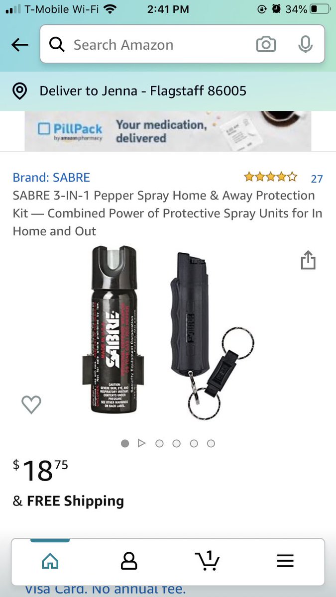 Pepper spray, always! This is a pack of 2, one to mount on your wall next to your bed & the other attach to a keychain!