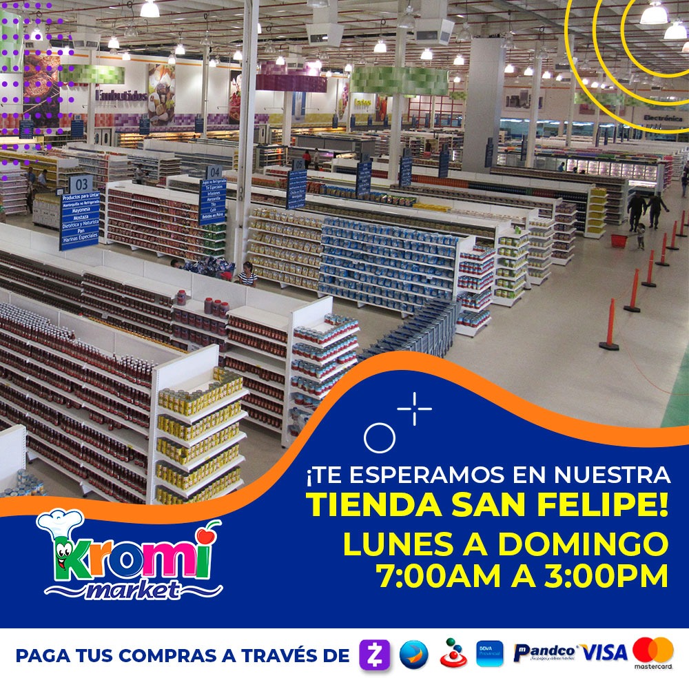 KromiMarket's tweet photo. En #KromiMarketSanFelipe puedes realizar tus compras en un ambiente seguro

Visítanos, adquiere lo que necesites y cancela tu factura a través de: punto de venta (con tarjeta débito y crédito),Transferencias con @mpandcoapp o zellepay

#SanFelipe https://t.co/FhlK9MUTgd