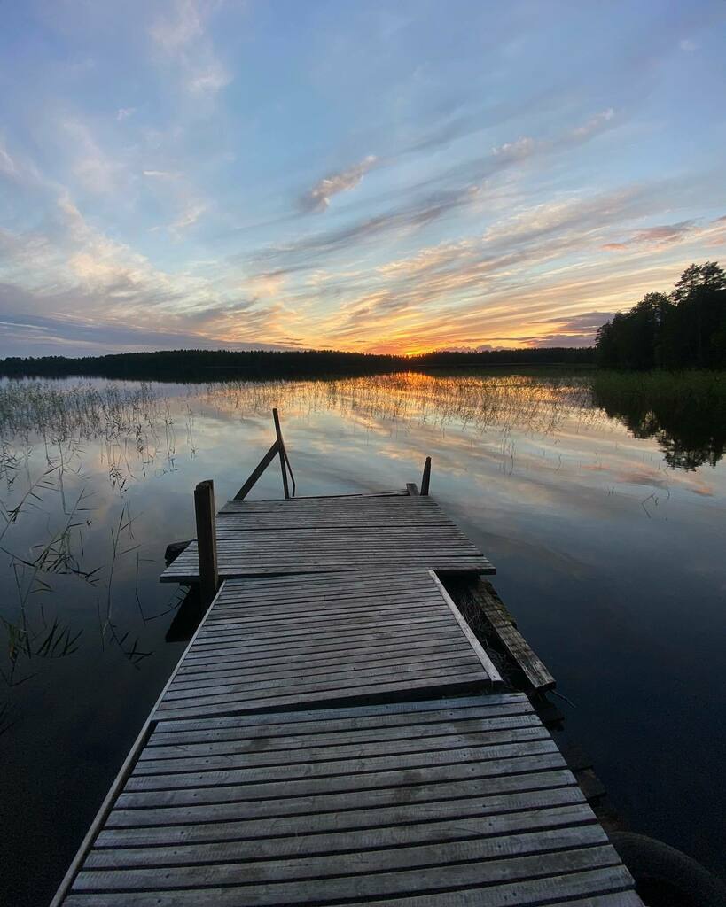 Charging the spirit under the Finnish sky. It has been like 5 days with total rainpour, finally the weather made up its mind and gifted us this gorgeous view. Sunset, 10.30pm. #ThisIsFinland instagr.am/p/CDKQAadHLAy/