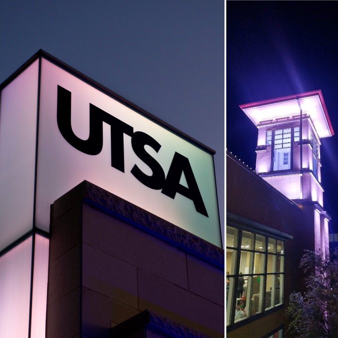 In memory of <a href="/BryceWisdom20/">Bryce Wisdom🌀</a>, who taught us powerful lessons about life during his battle with cancer, the UTSA Monument Lights and Student Union Tower Lights will shine the solemn white candle through Wednesday. #UTSA #LiveLikeBryce 🎗️ #BryceStrong 🎗️ @UTSA_SGA <a href="/UTSAFTBL/">UTSA Football 🏈</a>