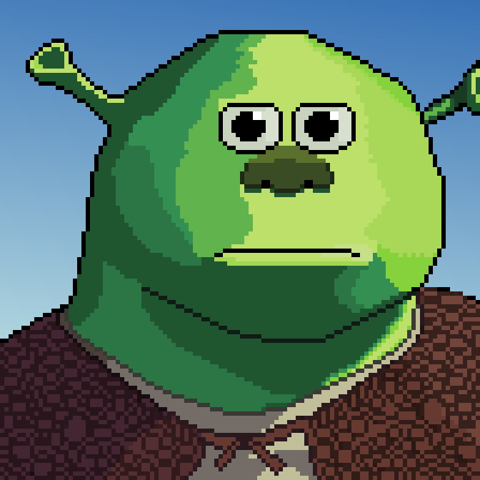 Bryan on X: Shrek + Sully meme face - I'm messing around with pixel art 😂# shrek #monstersinc #art #pixelart  / X