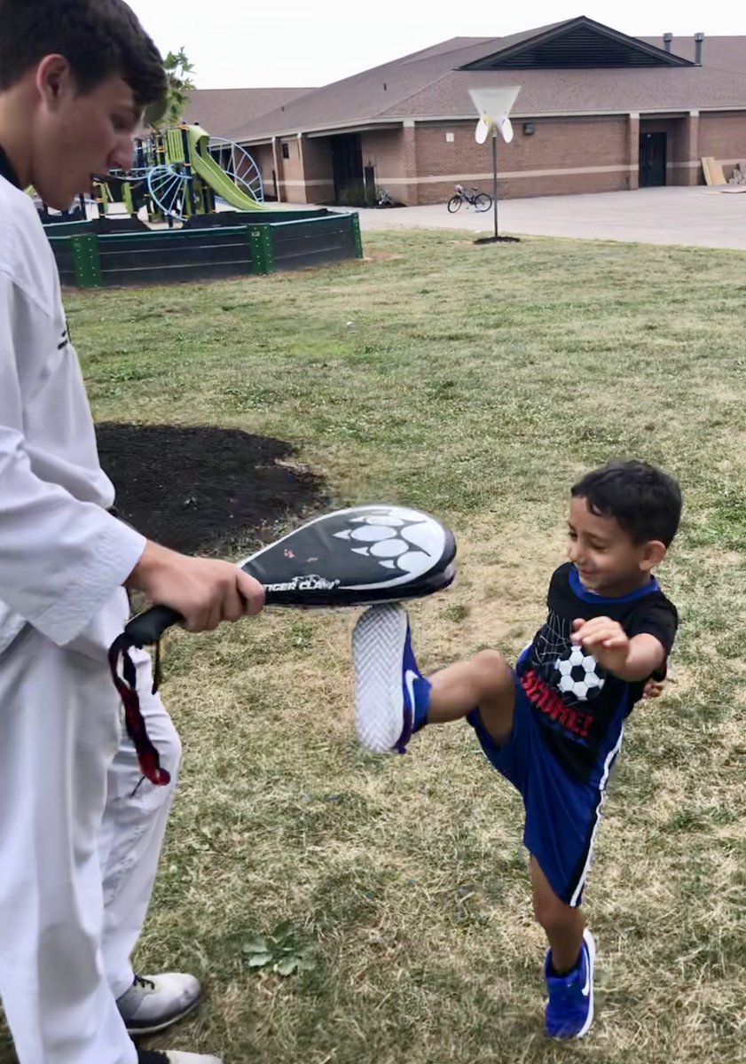 Akulataekwondo's tweet photo. Big smiles at this Little Kicker’s first lesson. He wants to be as strong as The Hulk — and is already taking action toward that goal. https://t.co/rsNjdgXfGg